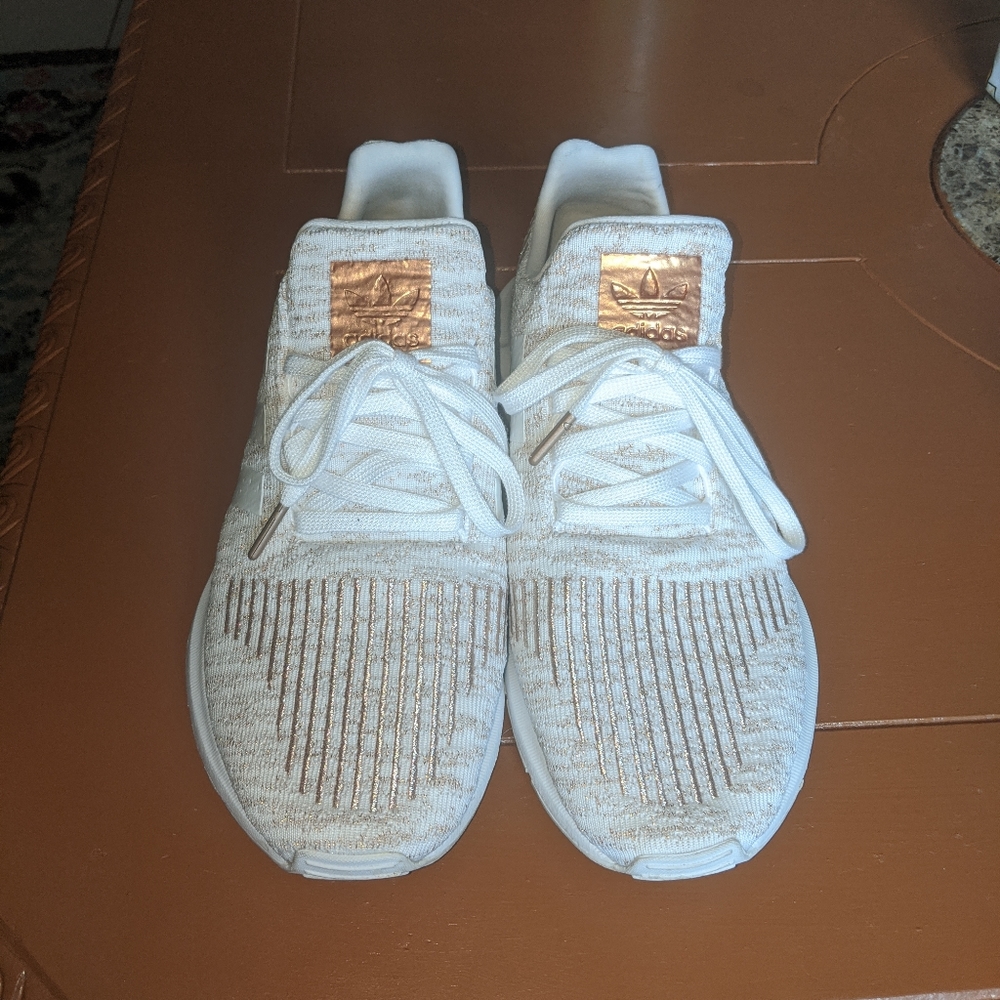 Adidas white with rose gold woman shoes